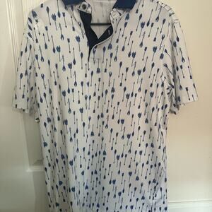 Greyson Navy and White Arrow Print Polo